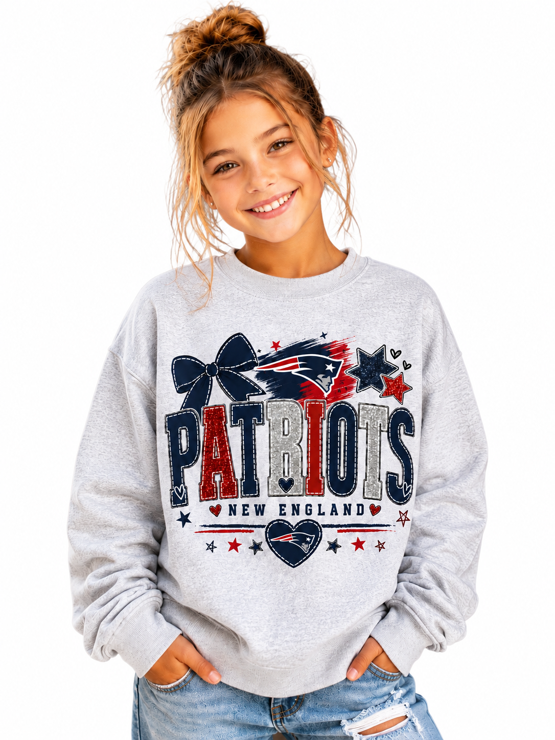 New England Patriots Girls Women's Crew Neck