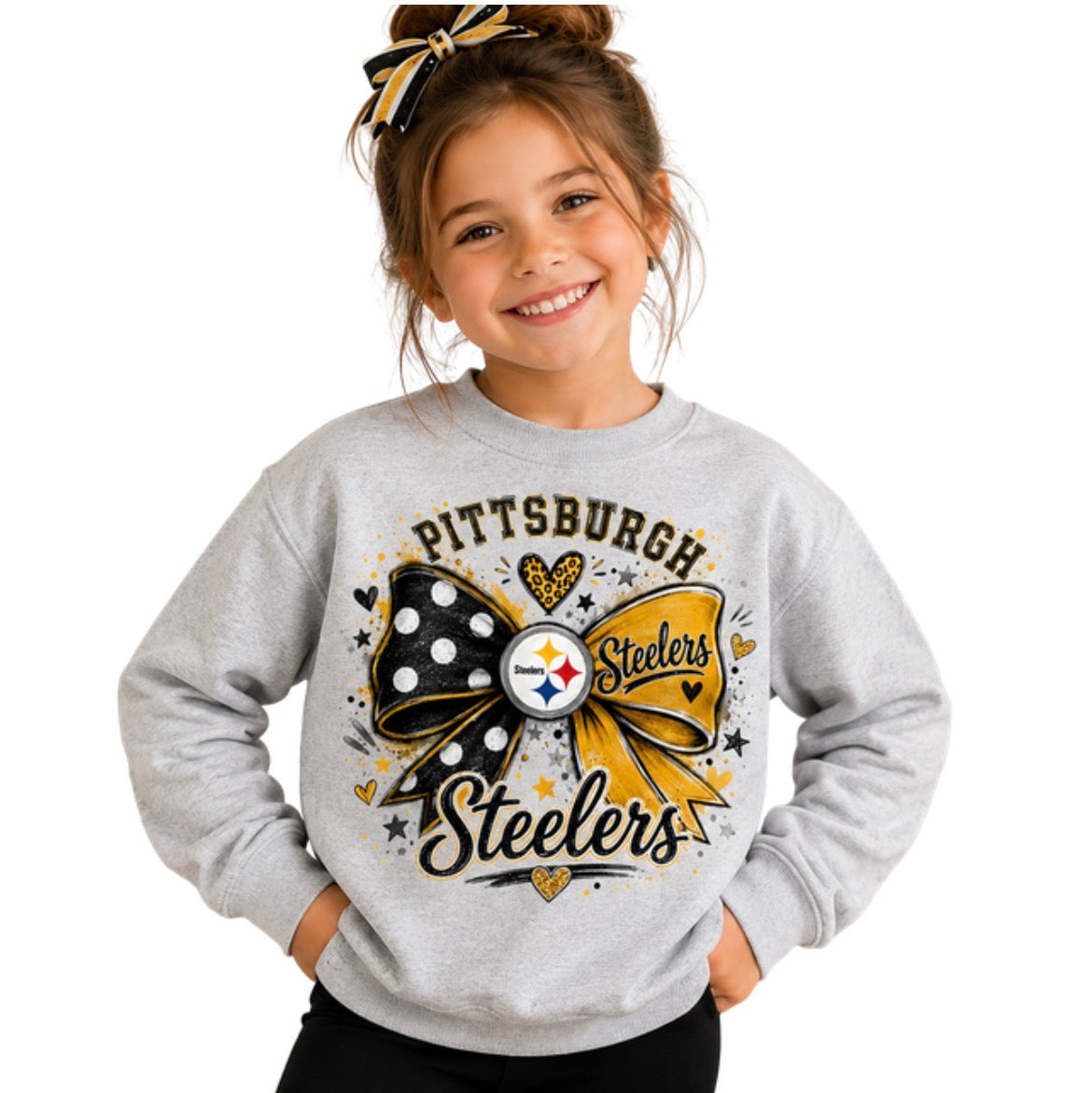 Pittsburgh Steelers Toddler Youth Girls Women's Crew Neck