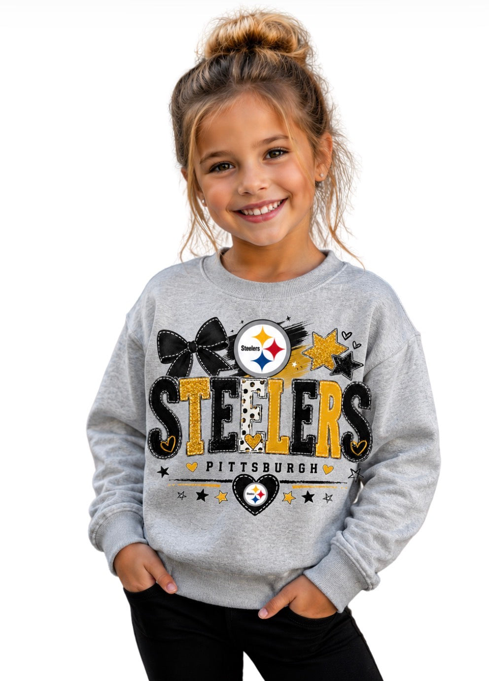 Pittsburgh Steelers Toddler Youth Girls Women's Crew Neck
