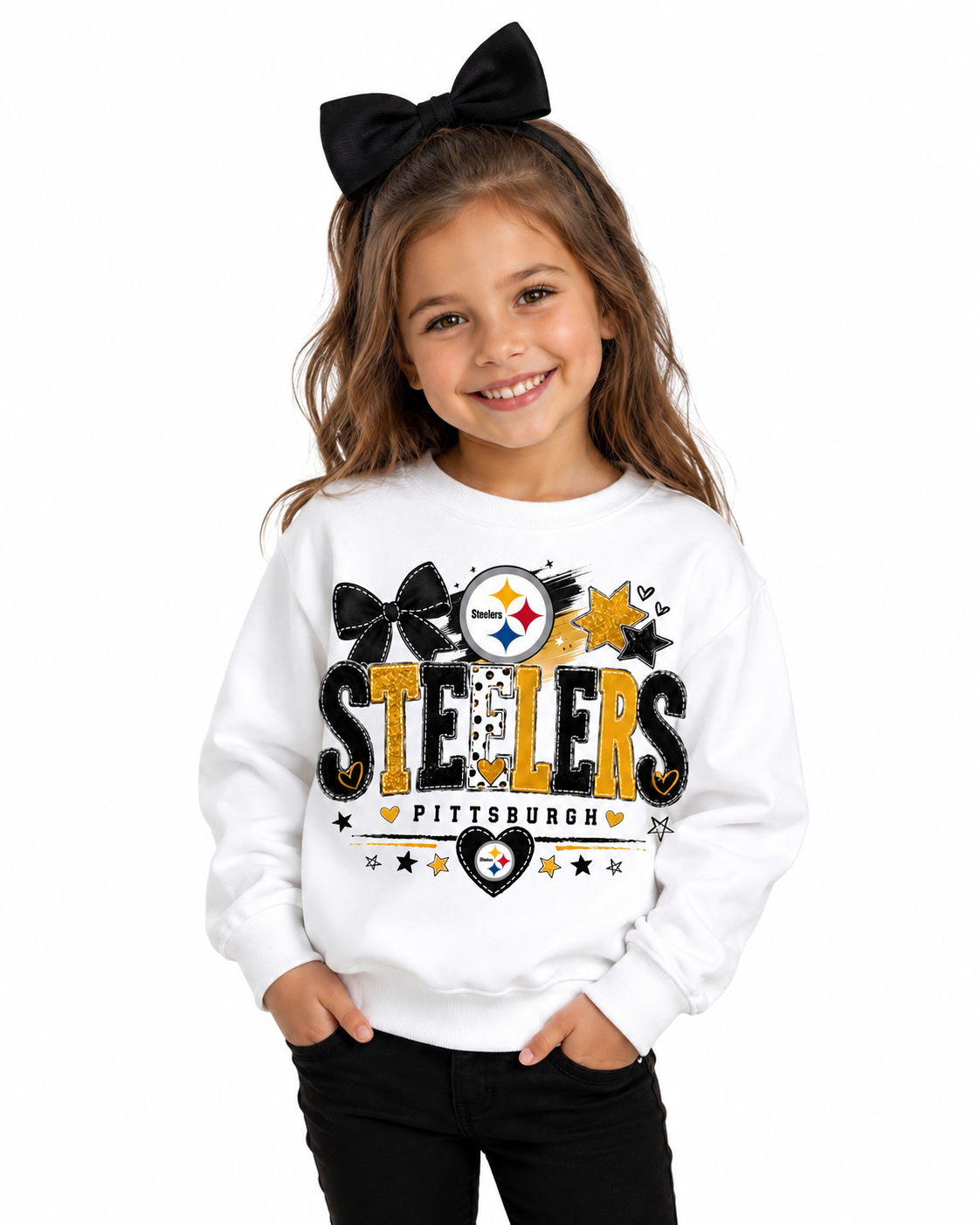 Pittsburgh Steelers Toddler Youth Girls Women's Crew Neck