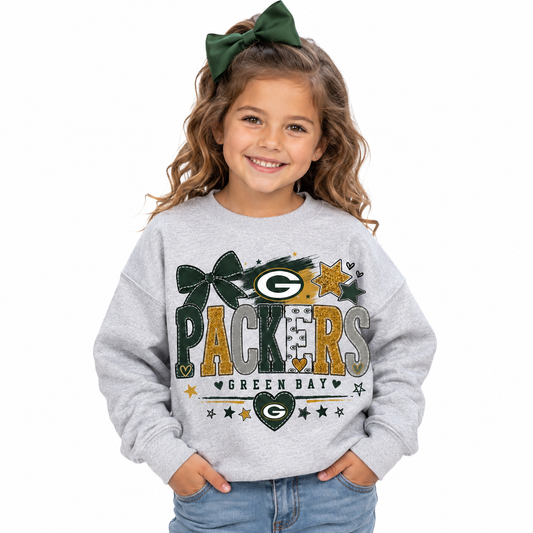 Greenbay Packers Toddler Youth Girls Womens Crew Neck