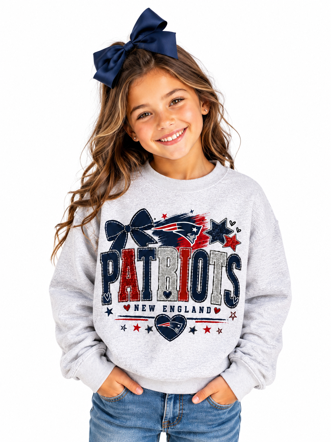 New England Patriots Girls Women's Crew Neck