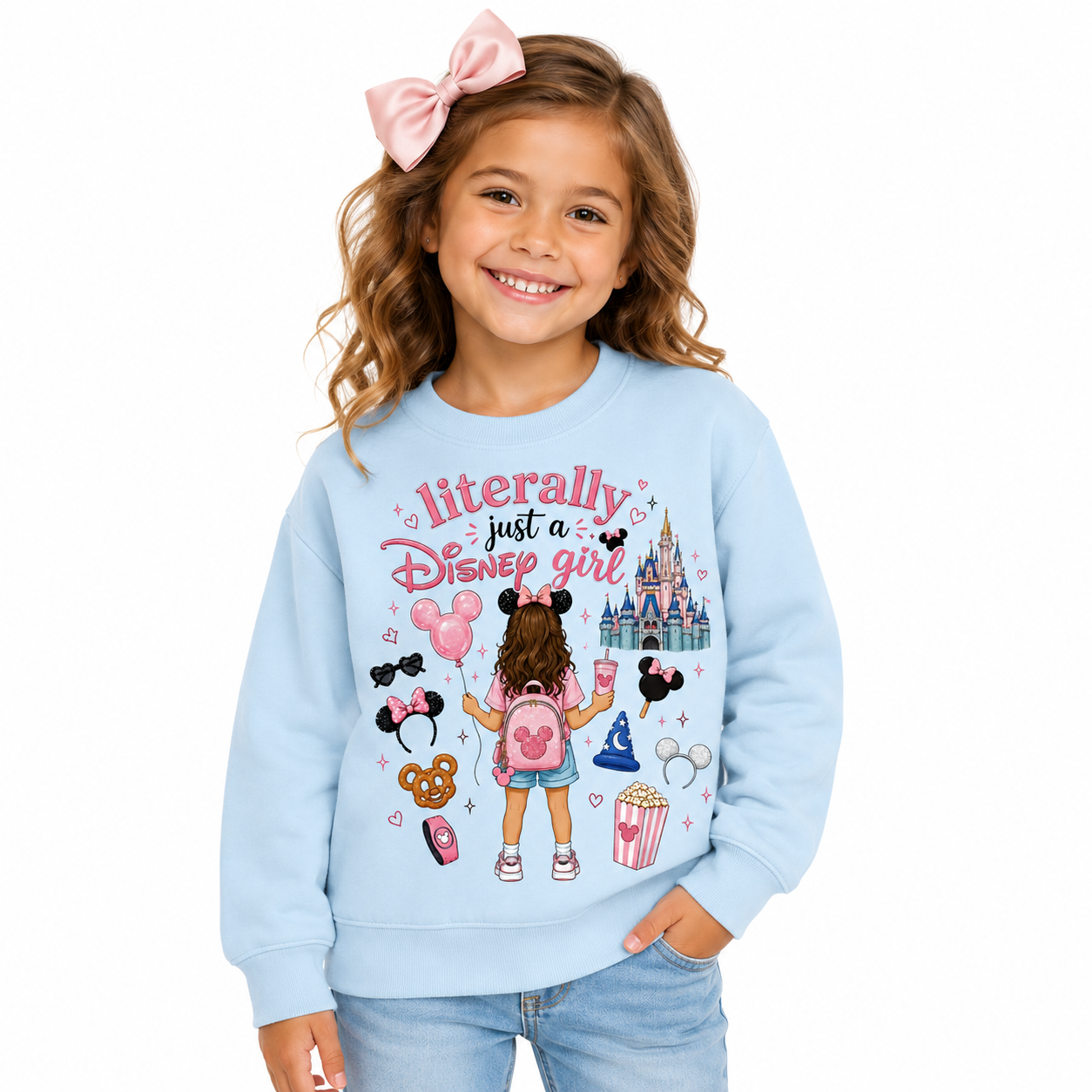 Literally Just a Disney Girl Toddler Youth Girls Crew Neck