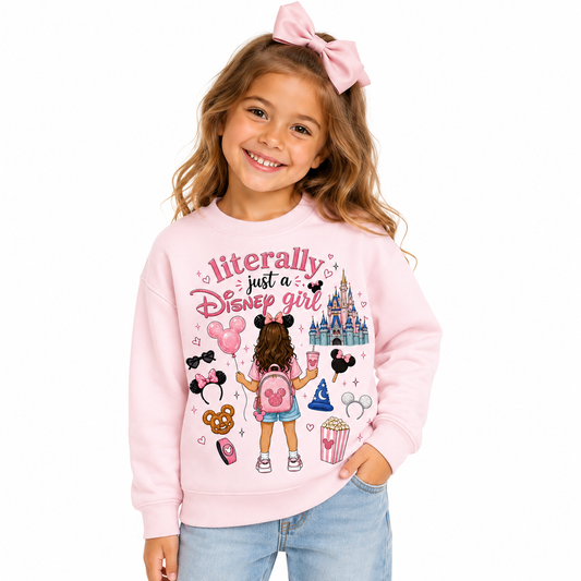 Literally Just a Disney Girl Toddler Youth Girls Crew Neck