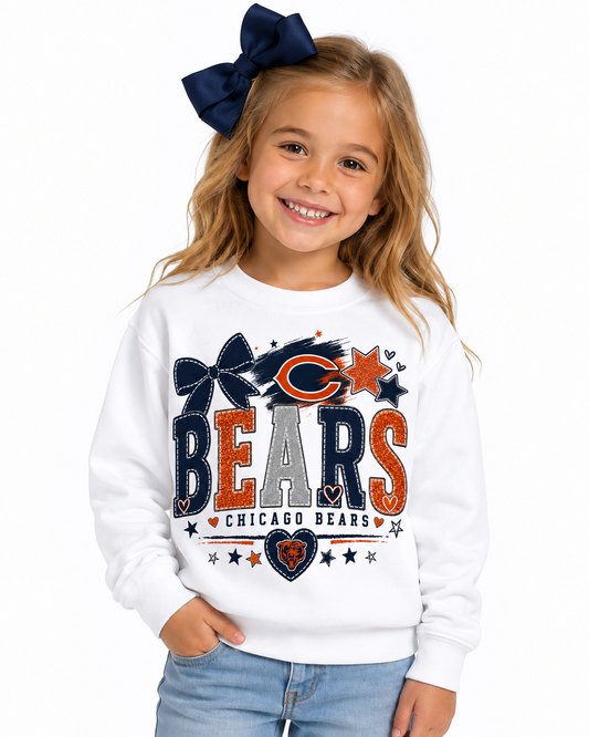 Chicago Bears Toddler Youth Girls Womens Adult Crew Neck