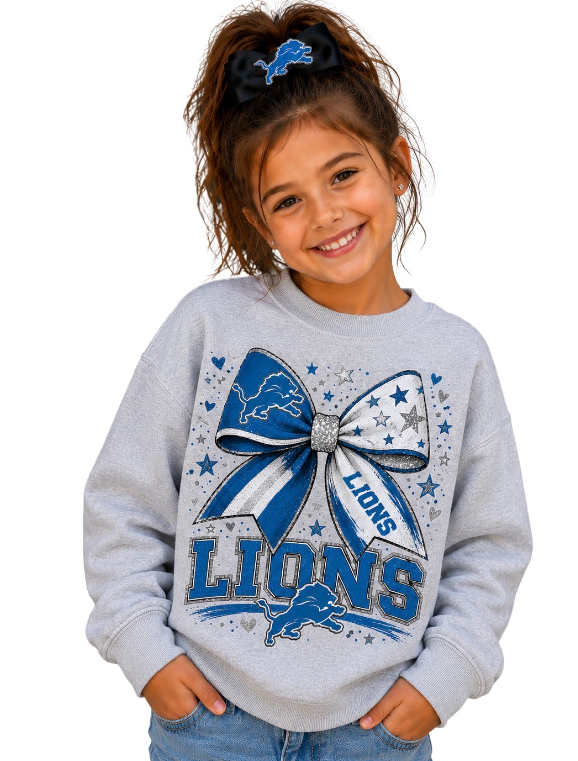 Detroit Lions Toddler Youth Girls Women's Crew Neck