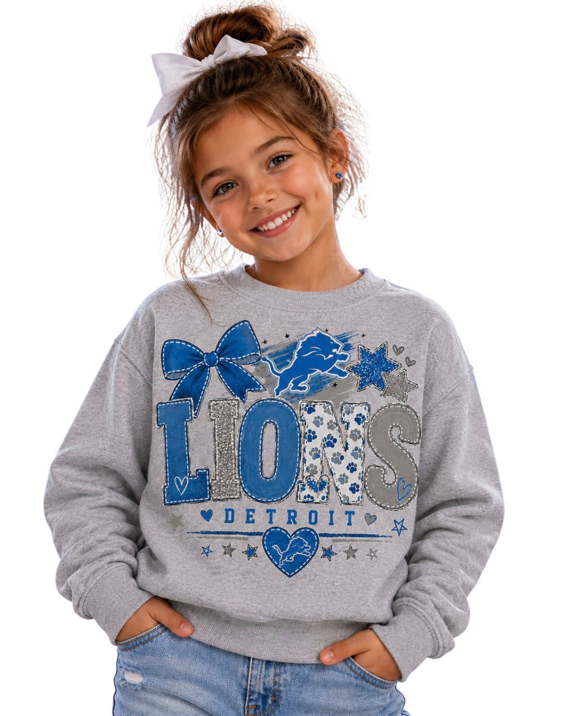Detroit Lions Toddler Youth Girls Women's Crew Neck