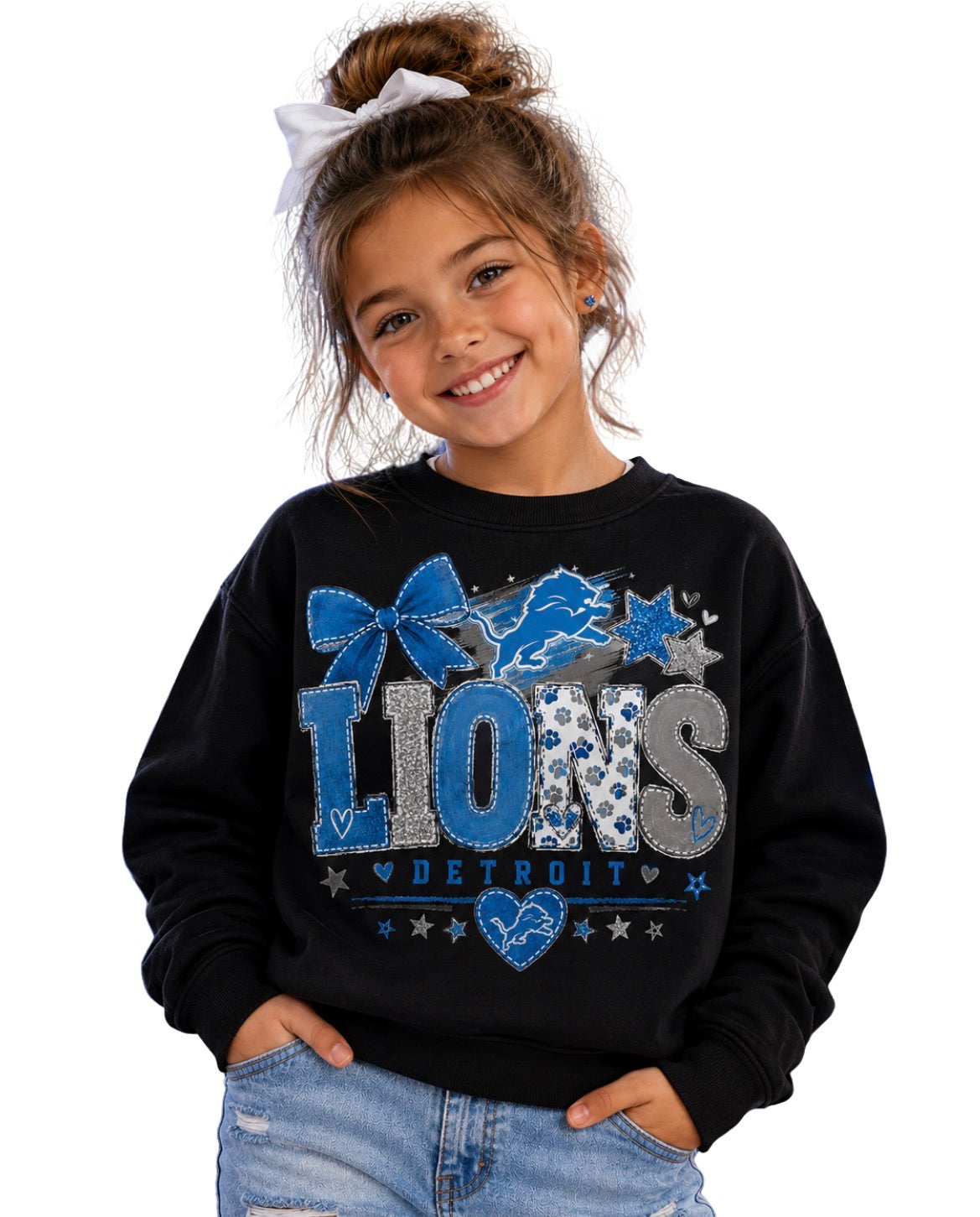 Detroit Lions Toddler Youth Girls Women's Crew Neck