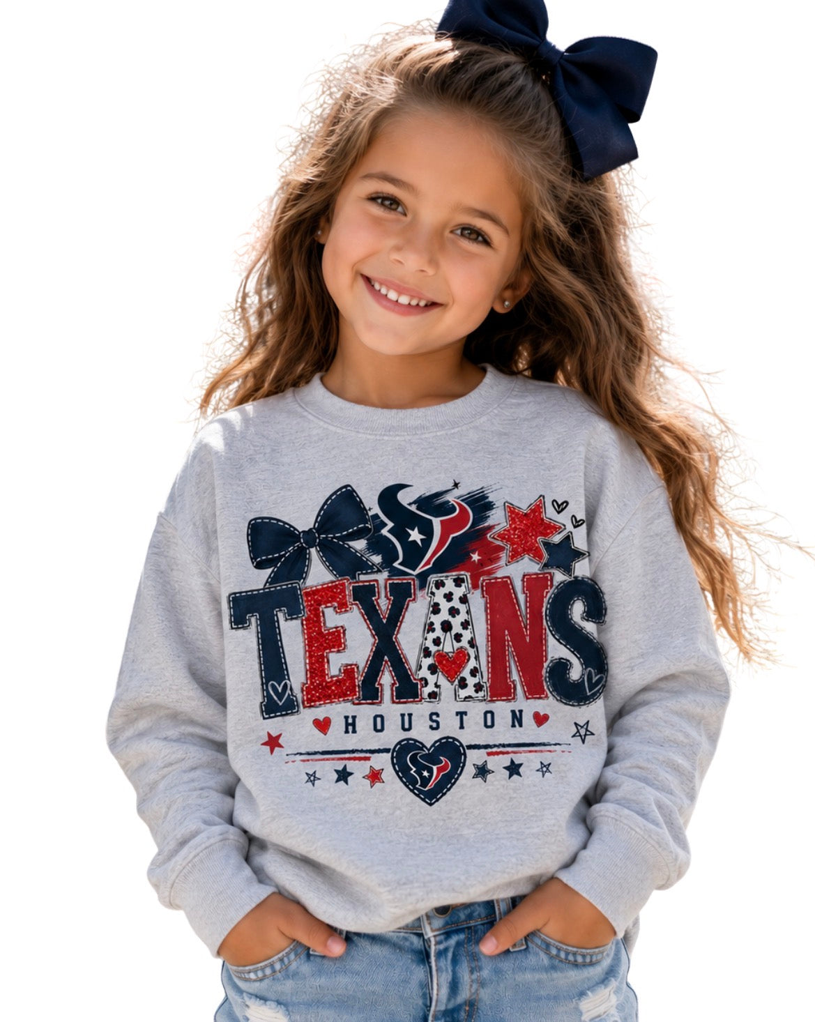 Houston Texans Toddler Youth Girls Women's Crew Neck