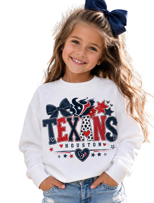Houston Texans Toddler Youth Girls Women's Crew Neck