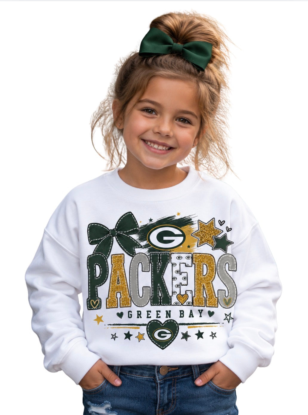 Greenbay Packers Toddler Youth Girls Womens Crew Neck