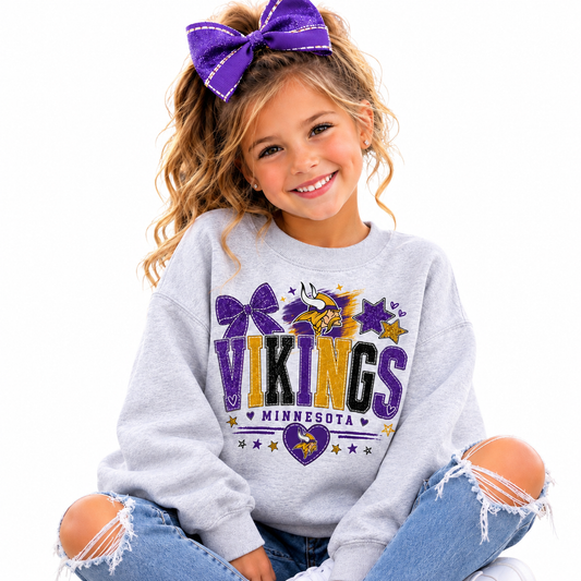 Minnesota Vikings Girl Womens Crew Neck